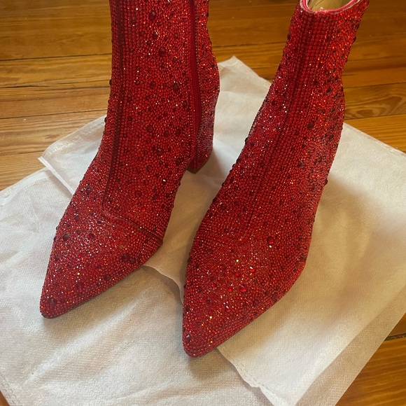 Betsey Johnson Sparkling Red Ankle Booties - Picture 4 of 9